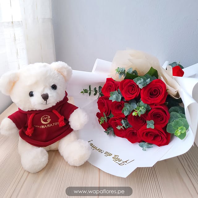 RAMO ROSAS ROJAS + PELUCHE