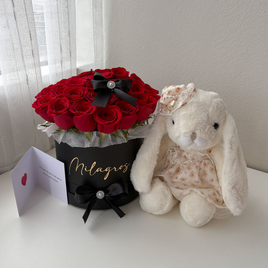 BOX 30 ROSAS + PELUCHE