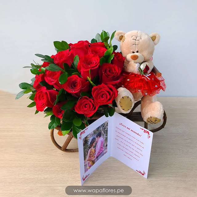 BICICLETA ROSAS CON OSITA