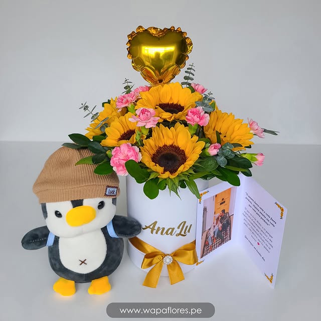 BOX DE GIRASOLES + PELUCHE