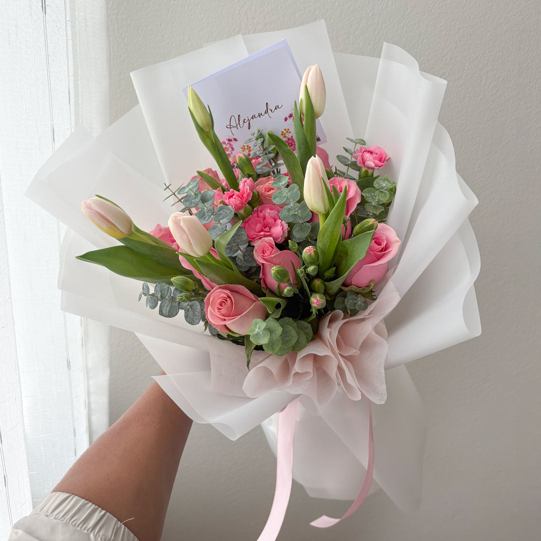 RAMO TULIPANES ROSADOS PREMIUM